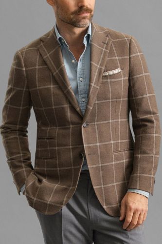 Men's Outerwear Plaid Slim Fashion Jacket Blazer