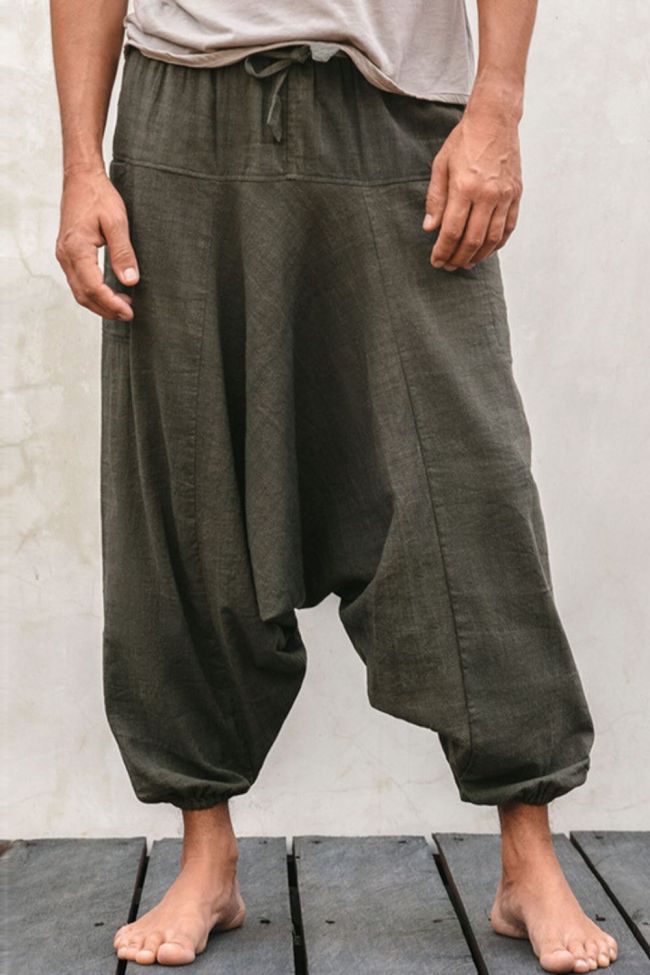 Linen Loose Casual Men's Wide Leg Plus Size Lantern Straight Cargo Pants