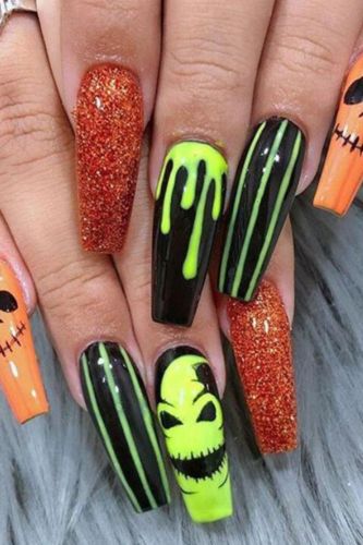 Halloween Fashion Wacky Scarecrow Dress Up Advanced Manicure  Nails