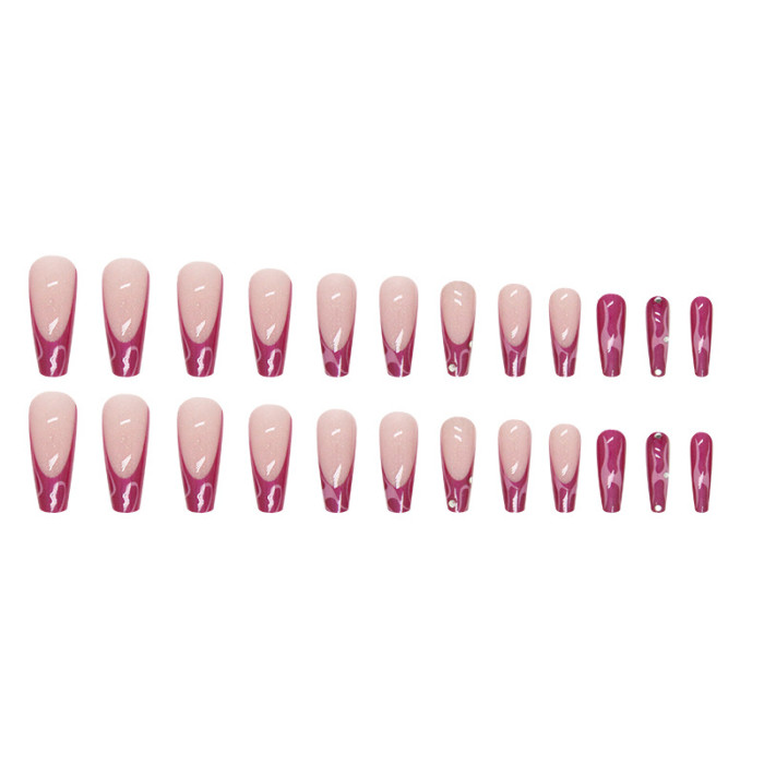 Diamond Long Ballet Aurora French Pink Purple Ripple Broken Diamond Glitter Nail Art