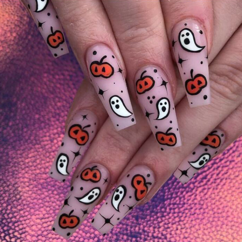 Pumpkin Ghost Halloween Fashion Dress Up Advanced Nail Art