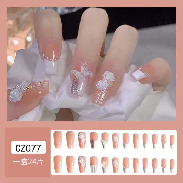 3D Embossed Butterfly White Camellia Wearable Nail Art Sheet