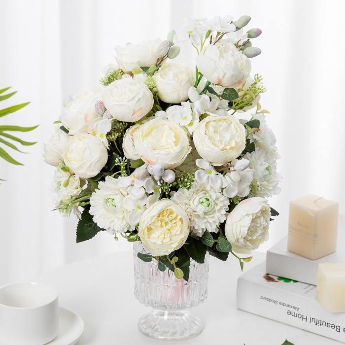 Fake Peony Bouquet, Silk Faux Flower For Wedding Centerpieces Bouquets DIY Floral Decor Home Decoration