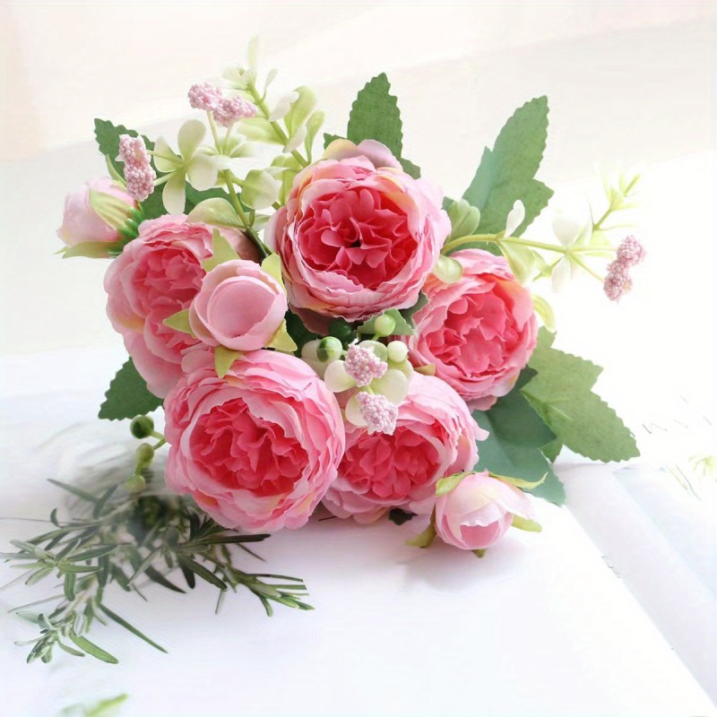 1pc 5 Heads Simulation Persian Roses for DIY Bouquets and Home Decor - Perfect for Weddings, Engagement Parties, Mother's Day, Birthdays, and More!