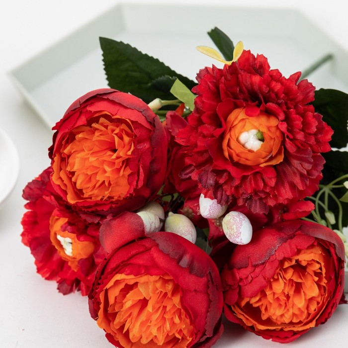 Fake Peony Bouquet, Silk Faux Flower For Wedding Centerpieces Bouquets DIY Floral Decor Home Decoration