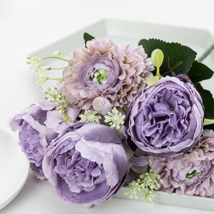 Fake Peony Bouquet, Silk Faux Flower For Wedding Centerpieces Bouquets DIY Floral Decor Home Decoration