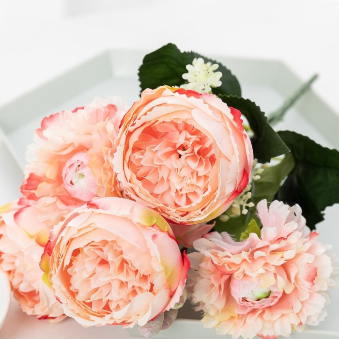 Fake Peony Bouquet, Silk Faux Flower For Wedding Centerpieces Bouquets DIY Floral Decor Home Decoration