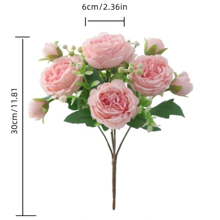 1pc 5 Heads Simulation Persian Roses for DIY Bouquets and Home Decor - Perfect for Weddings, Engagement Parties, Mother's Day, Birthdays, and More!