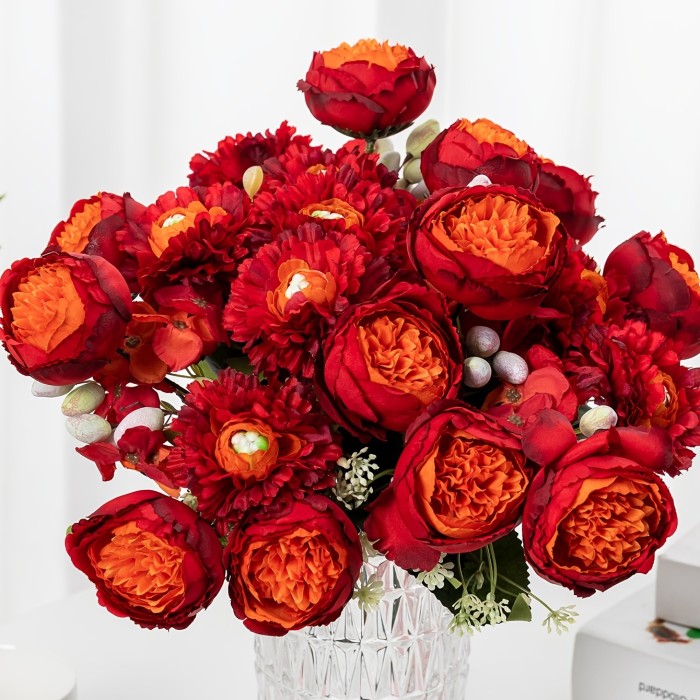 Fake Peony Bouquet, Silk Faux Flower For Wedding Centerpieces Bouquets DIY Floral Decor Home Decoration