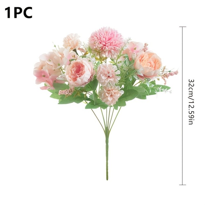 1pc 7 Head Artificial Peony Flowers, Wedding Hotel Furniture Decoration, Simulation Flower For Home Decoration