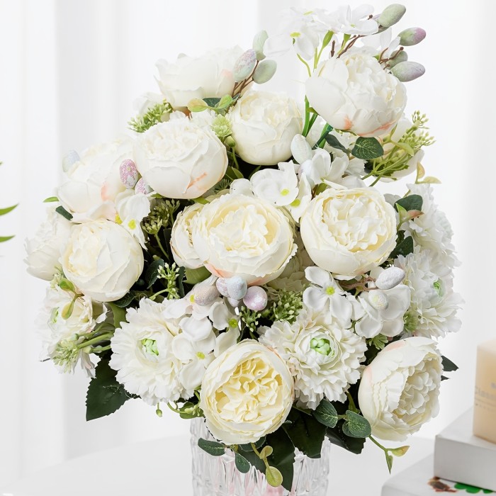 Fake Peony Bouquet, Silk Faux Flower For Wedding Centerpieces Bouquets DIY Floral Decor Home Decoration
