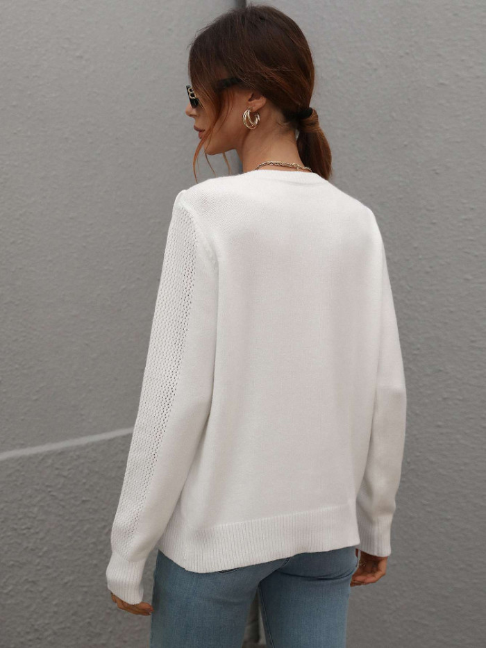 Fashion Pullovers O-Neck Knitwears Streetwear Oversized Long Sleeve Top