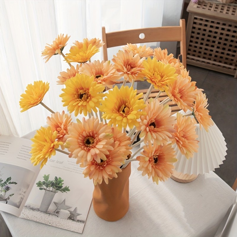 1pc Sunflower Artificial Flowers, African Chrysanthemum, Home Decor Artificial Flowers Artificial Plants For DIY Party Birthday Wedding Bridesmaid Bridal Engagement Shower Birthday Mother's Day Valentine's Day Arrangement Bouquet Centerpieces