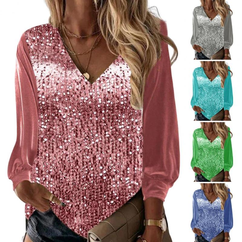 Fashion Casual Loose Sequin Sequin Blouse