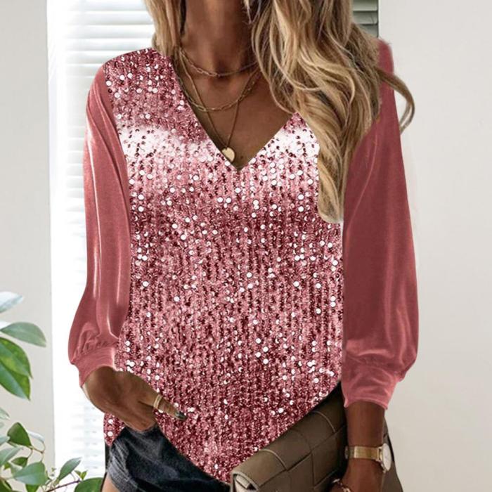 Fashion Casual Loose Sequin Sequin Blouse