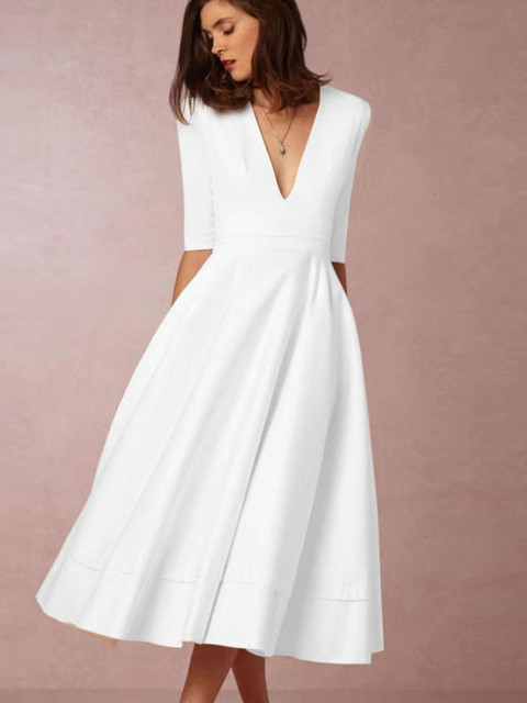 Women's Temperament High Collar Solid Color Long Dresses main image 0