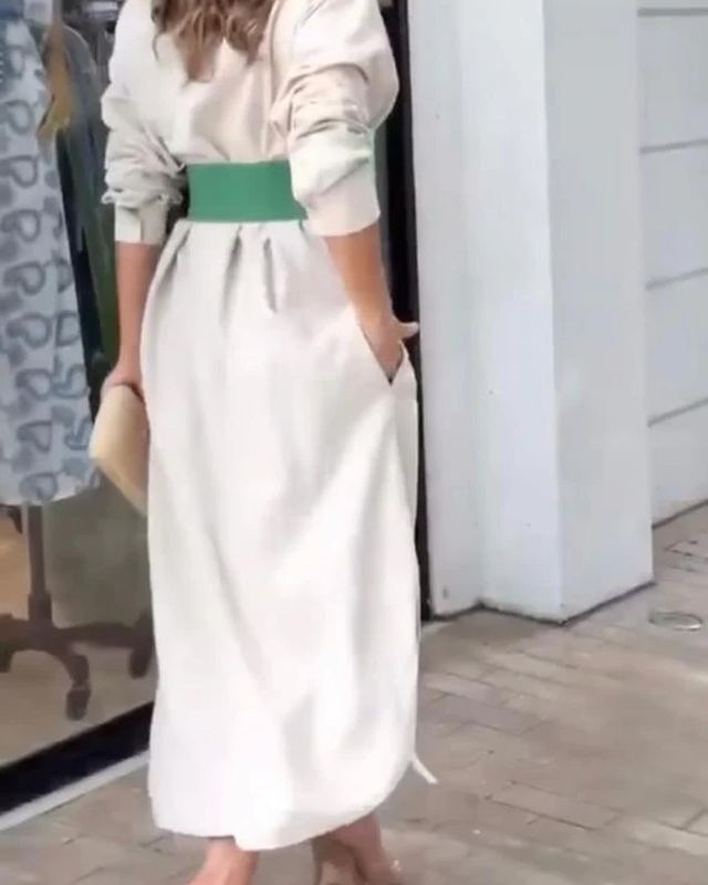 Fashion Casual Elegant Print Versatile Lapel Party Belt Maxi Dress