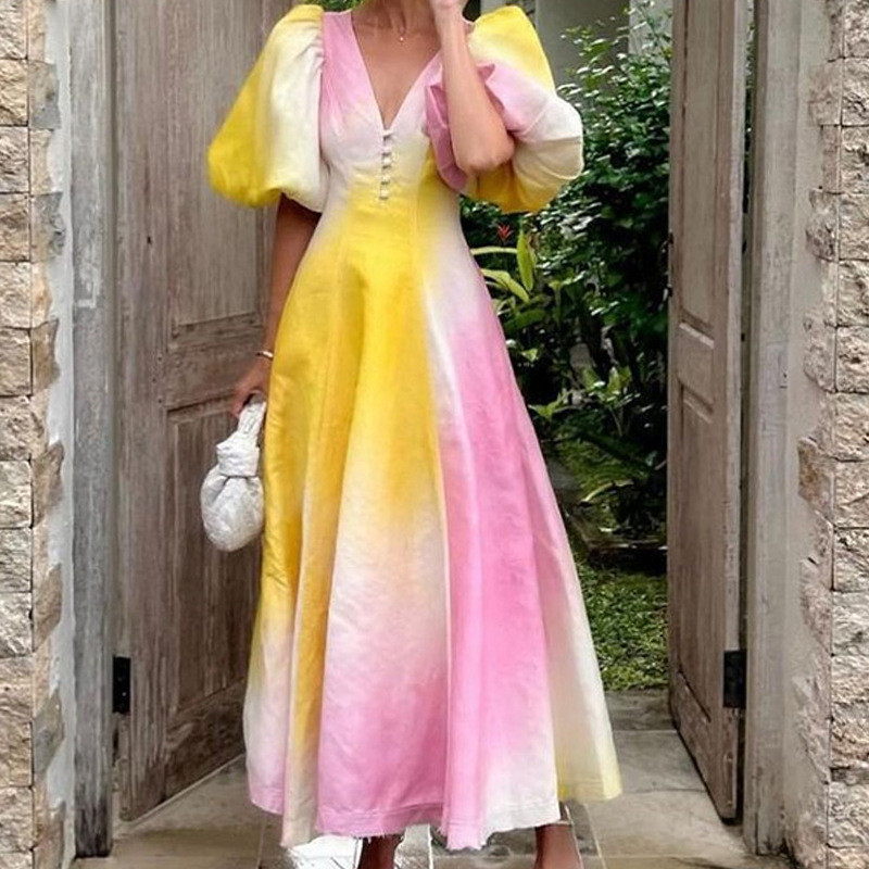 LONG DRESS WITH BLOUSON SLEEVE RAINBOW BODY main image 0