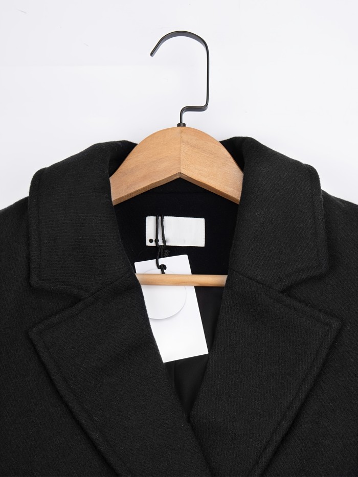 Elegant Solid Long Sleeve Blazer, Open Front Lapel Blazer, Elegant & Stylish Tops For Office & Work, Women's Clothing