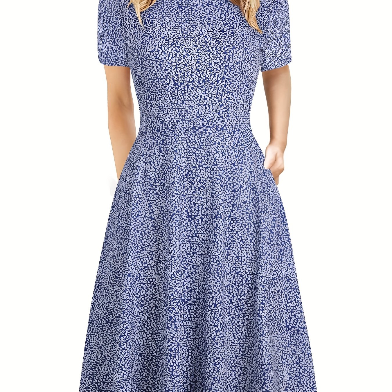 Women's Vintage Lapel Collar Long Sleeve Dress - Flowy A-Line Mini Dress For Casual, Cocktail & Halloween - View #5