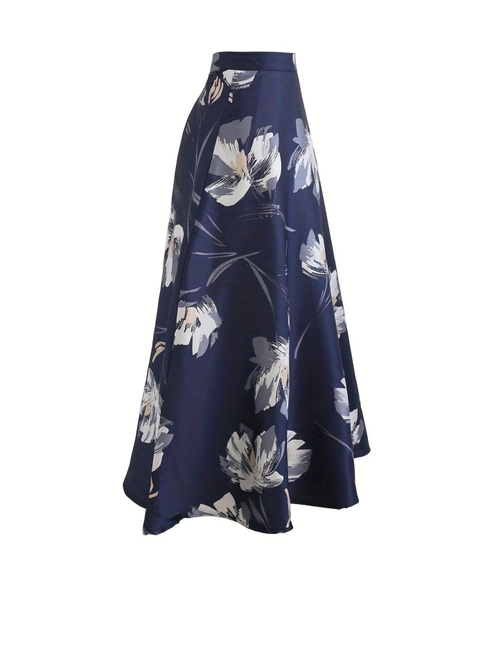Floral Print High Waist Skirt, Casual Skirt For Spring & Summer, Women's Clothing
