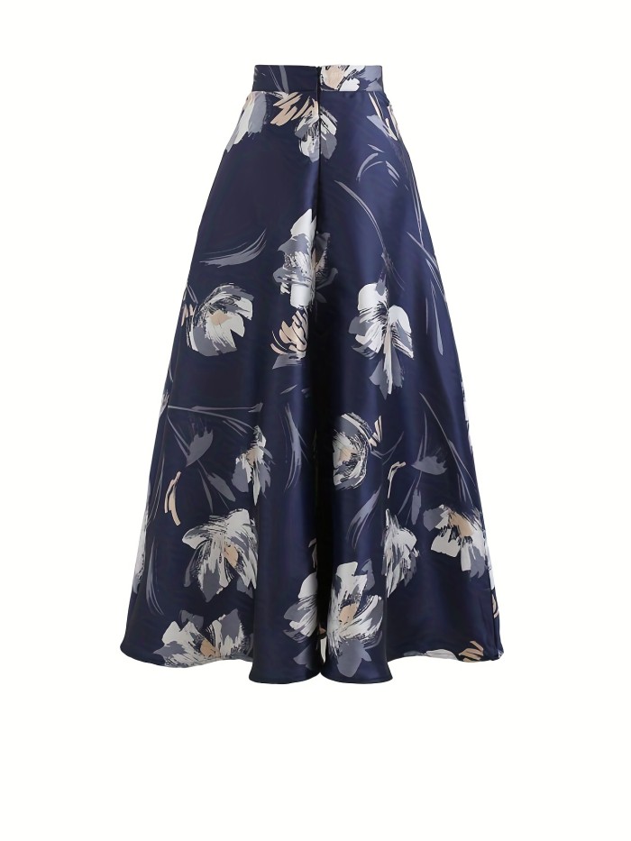 Floral Print High Waist Skirt, Casual Skirt For Spring & Summer, Women's Clothing