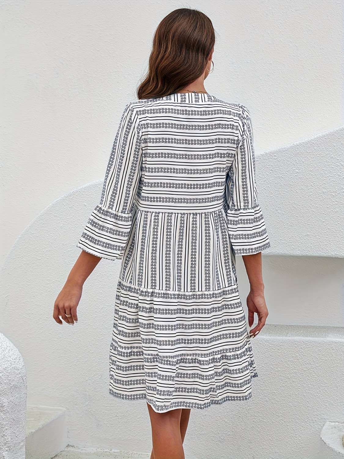 TRIBAL STRIPE MIDI DRESS