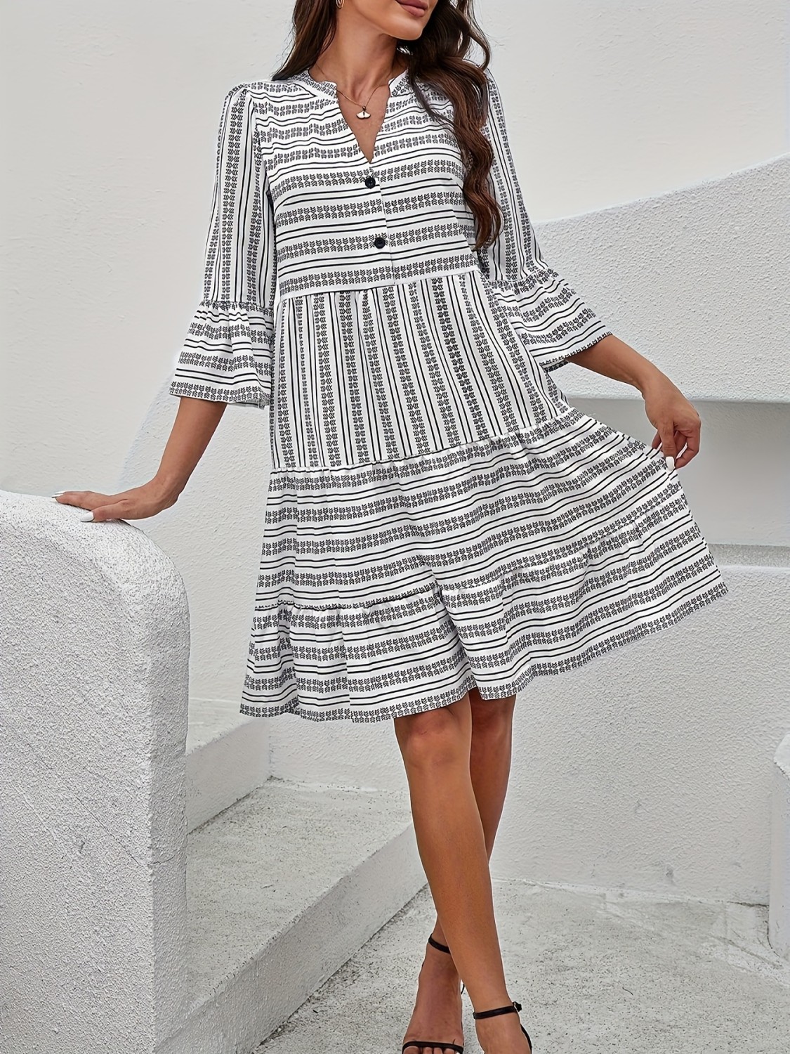 Colorful Stripe Print Dress