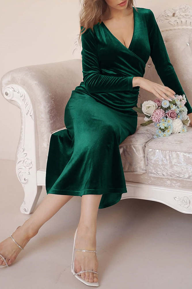 Sweet Elegant Solid Solid Color V Neck Evening Dress Dresses