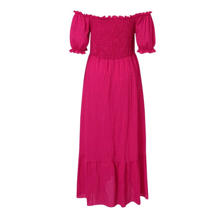 Women's Fashion Pure Pink Slant Collar Slit Sexy Casual Elegant Maxi Dress
