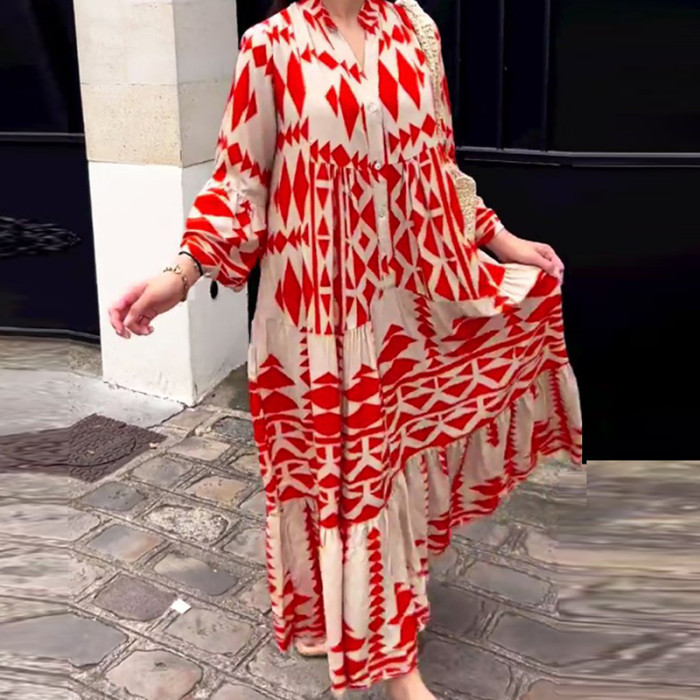 Fashion Elegant Party Short Sleeve Casual Retro Maxi Dress