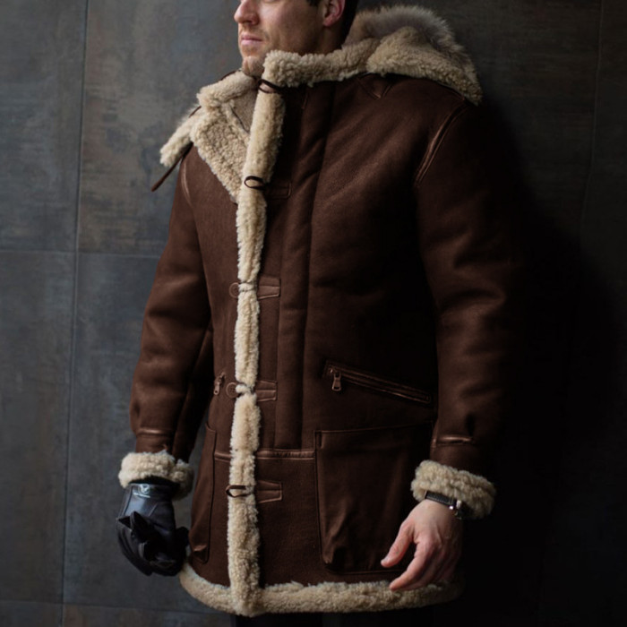 European And American Men's Fur Integrated Thick Fur Jacket Coat