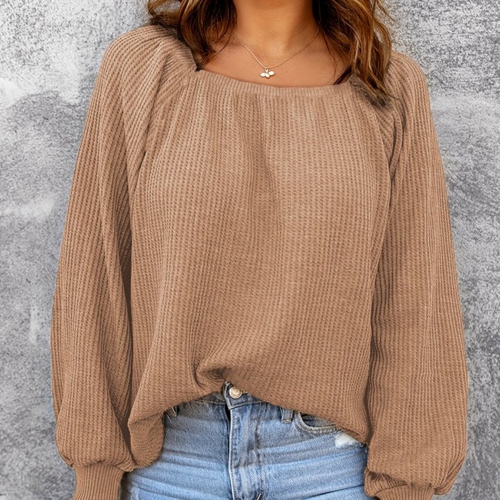 Solid Loose Sweater, Long Sleeve Casual Every Day Sweater For Fall & Spring, Women's Clothing