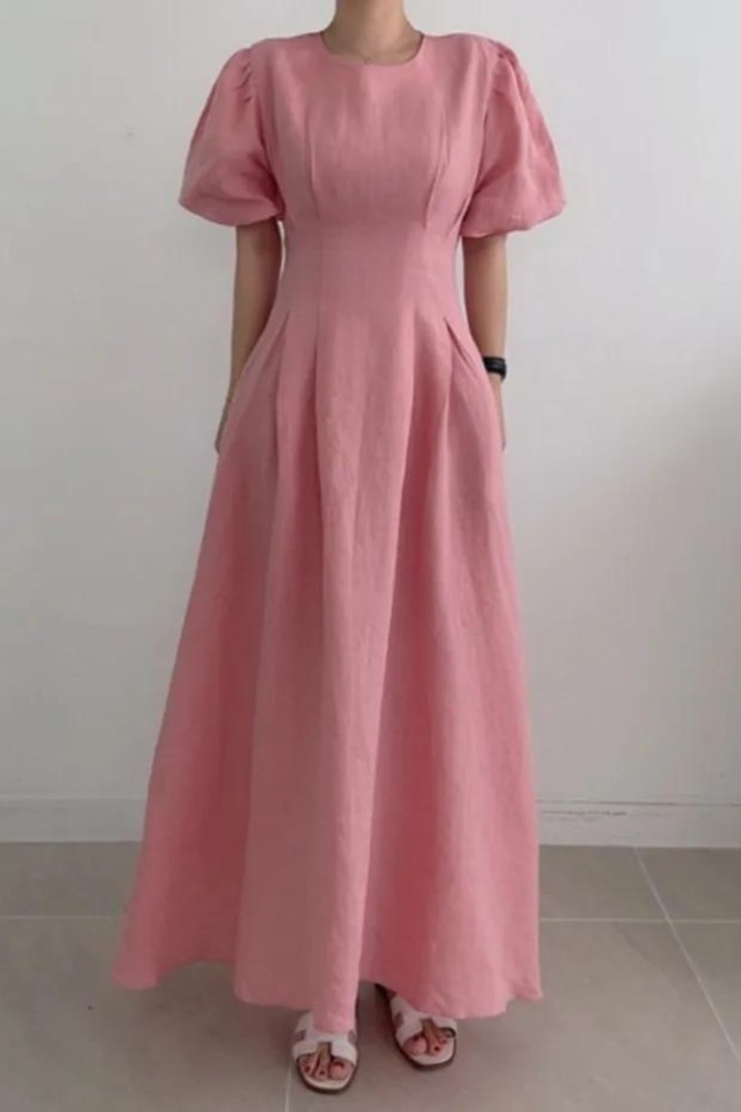 Fashion Solid Color V-neck Loose Knit Casual Dress main image 0