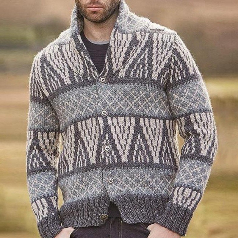 Men's Sweater Cardigan Urban Youth Fashion Casual Printed Large Size Sweater