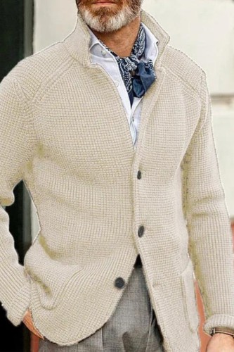 Men's Fashionable Slim Stand Collar Jacket Large Size Knitted Cardigan
