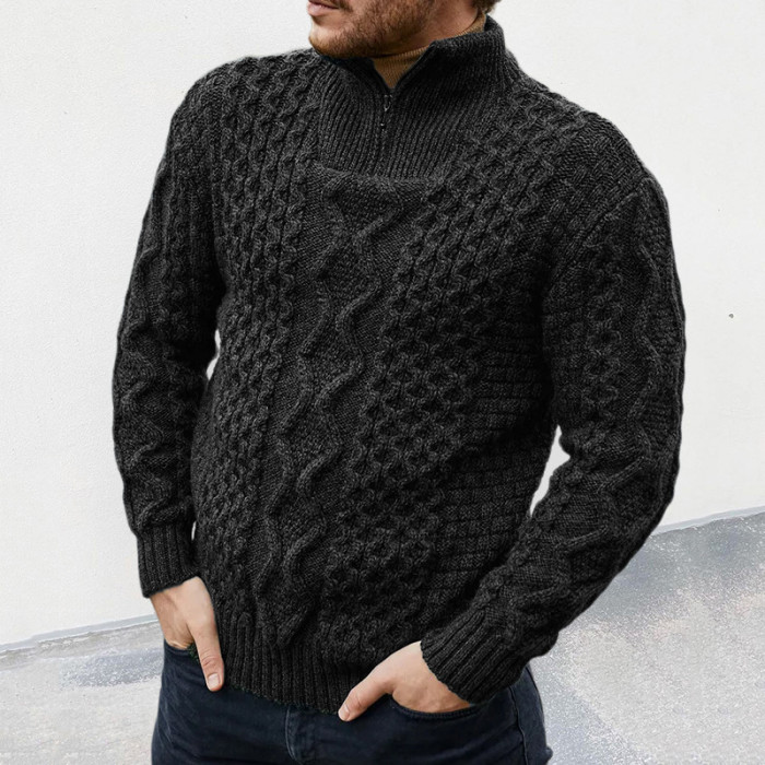 Vintage Man Sweaters Long Sleeve  Loose Solid Knitted Knitwear Pullovers
