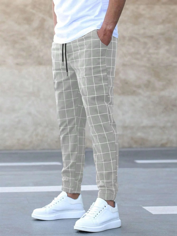 Men's Fashion Slim Fit Plaid Casual Pants