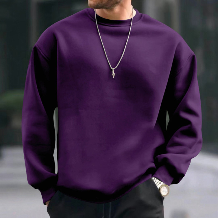 Casual Men Long Sleeve O-Neck Pullovers Hoodie  Loose Pullovers Sweatshirts