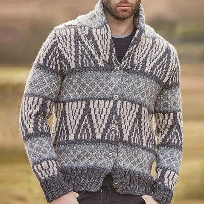 Men's Sweater Cardigan Urban Youth Fashion Casual Printed Large Size Sweater