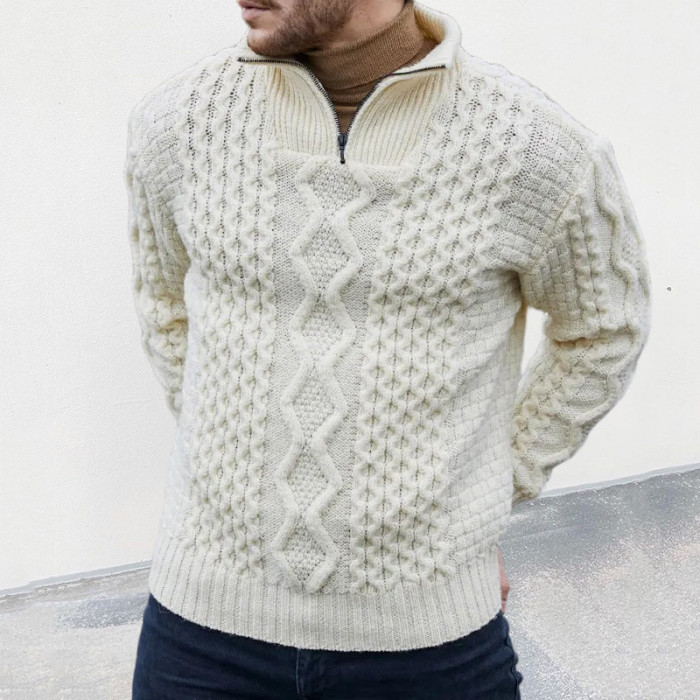 Vintage Man Sweaters Long Sleeve  Loose Solid Knitted Knitwear Pullovers
