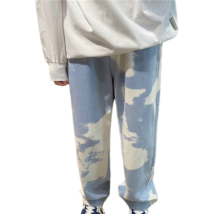 Men's Fashionable Tie Dye Mid Rise Loose Baggy Jeans