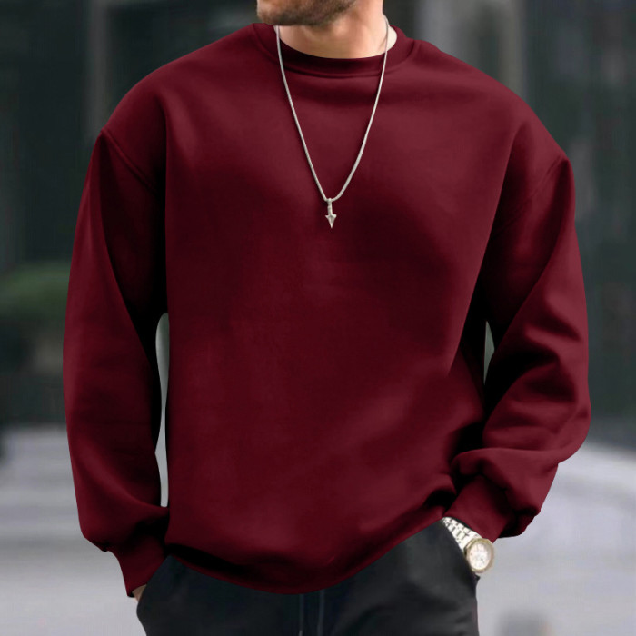 Casual Men Long Sleeve O-Neck Pullovers Hoodie  Loose Pullovers Sweatshirts