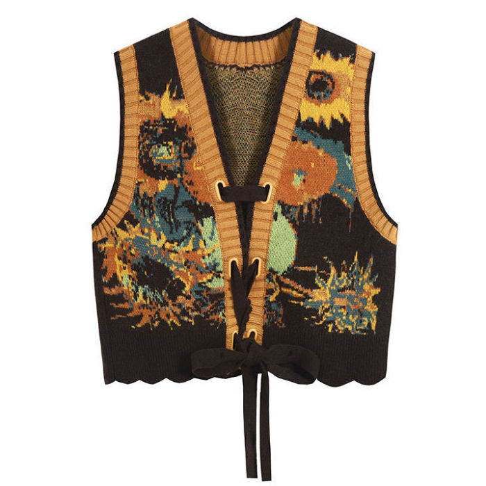 Retro Folk Ethnic Knitted Fashion Chic Casual Sweater Vest