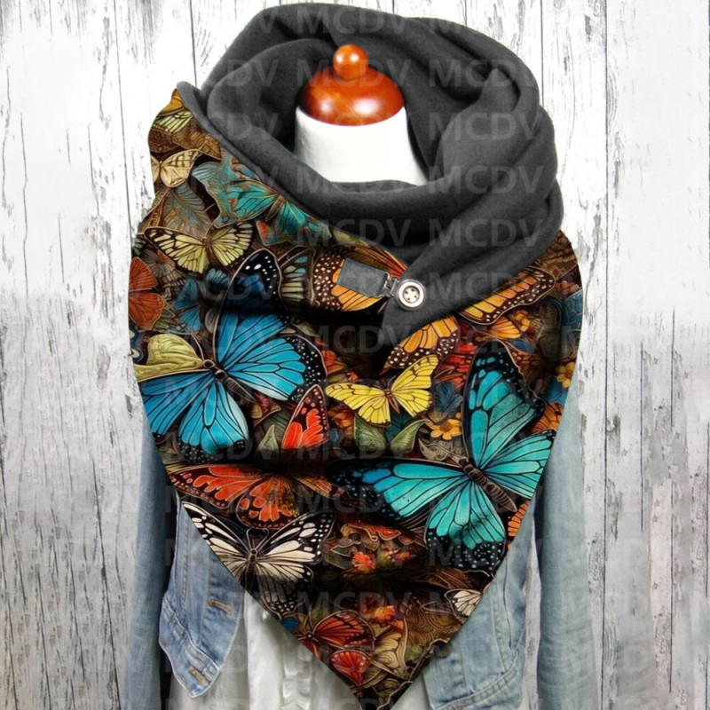 Retro Butterfly 3D Printed Casual Scarf And Shawl for Women Warm and Comfortable Scarf