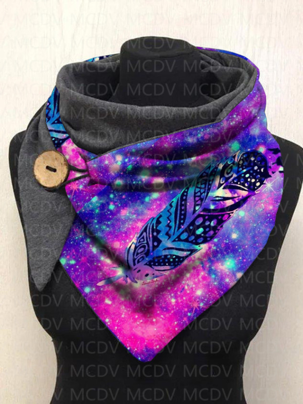 Feather 3D Printed Warm Fleece Casual Scarf And Shawl for Women Warm and comfortable Scarf