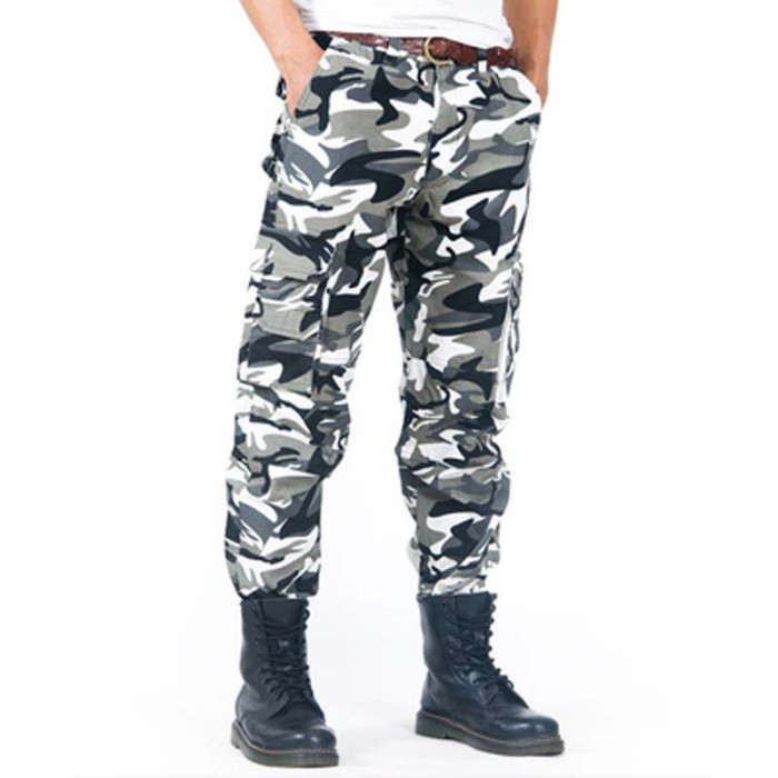 Camouflage Pants Men's Multi-Pocket Work Pants  Loose Straight Sport Casual  Cargo Pants