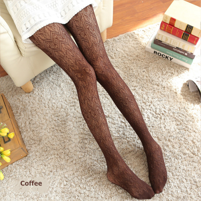 Women's Fashion Sweet Sexy Solid Color Stockings Wavy Pantyhose Socks
