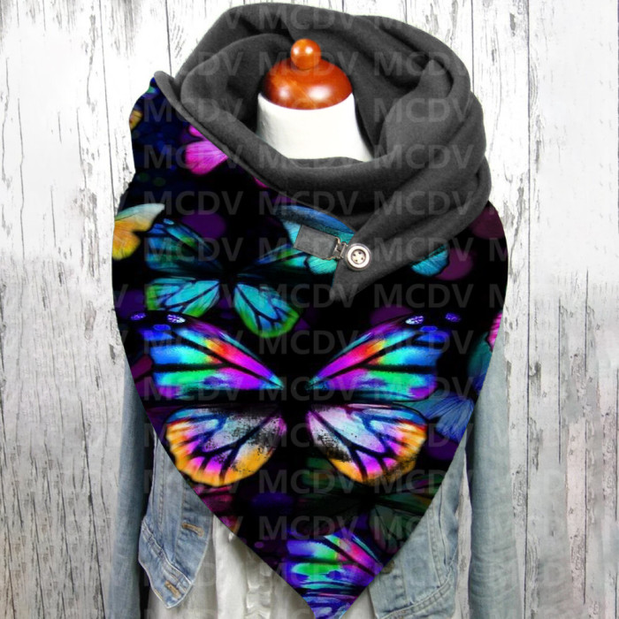Retro Butterfly 3D Printed Casual Scarf And Shawl for Women Warm and Comfortable Scarf