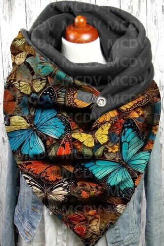 Retro Butterfly 3D Printed Casual Scarf And Shawl for Women Warm and Comfortable Scarf